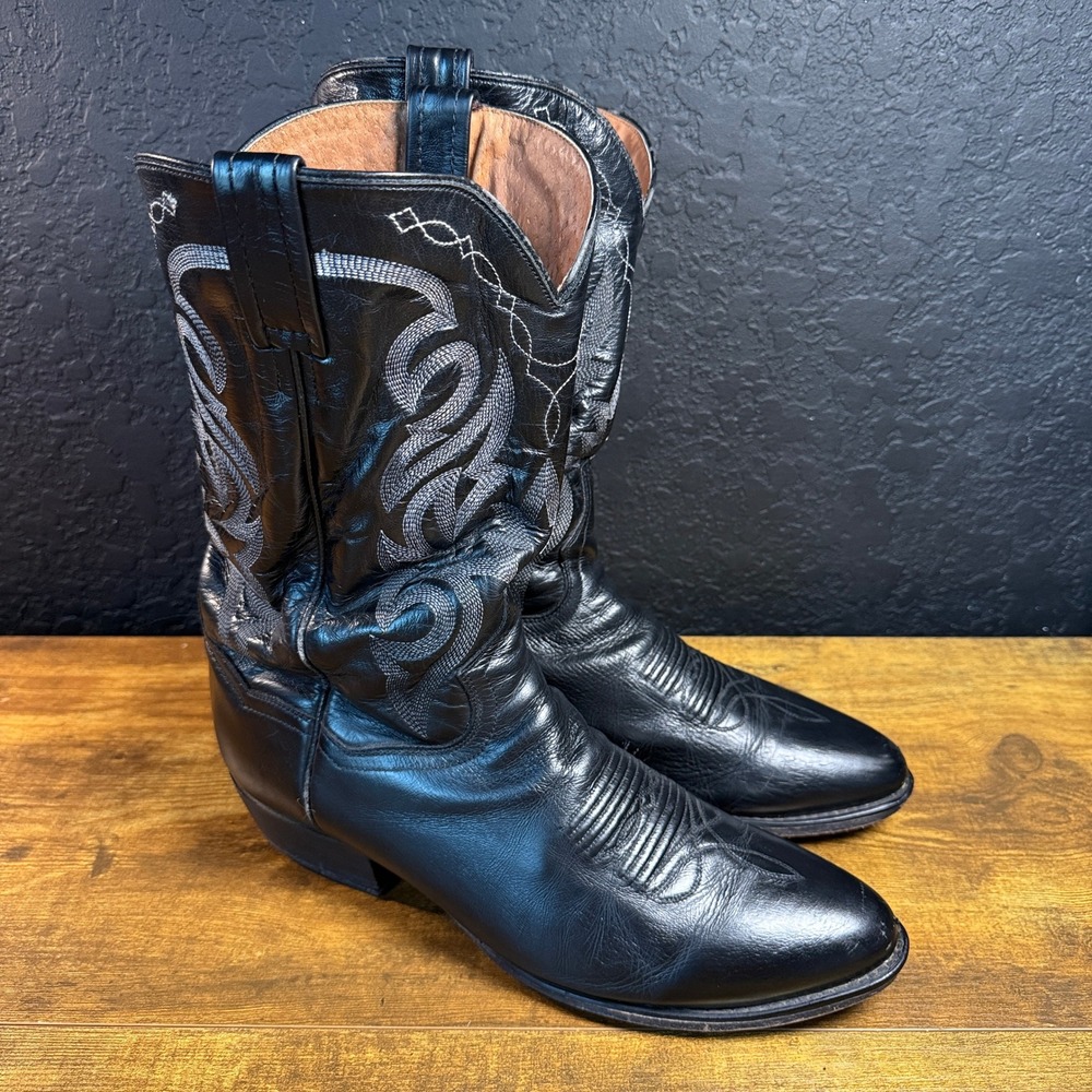 Dan Post Milwaukee DP2110 Black Leather Western Cowboy Boots Mens 13 EW